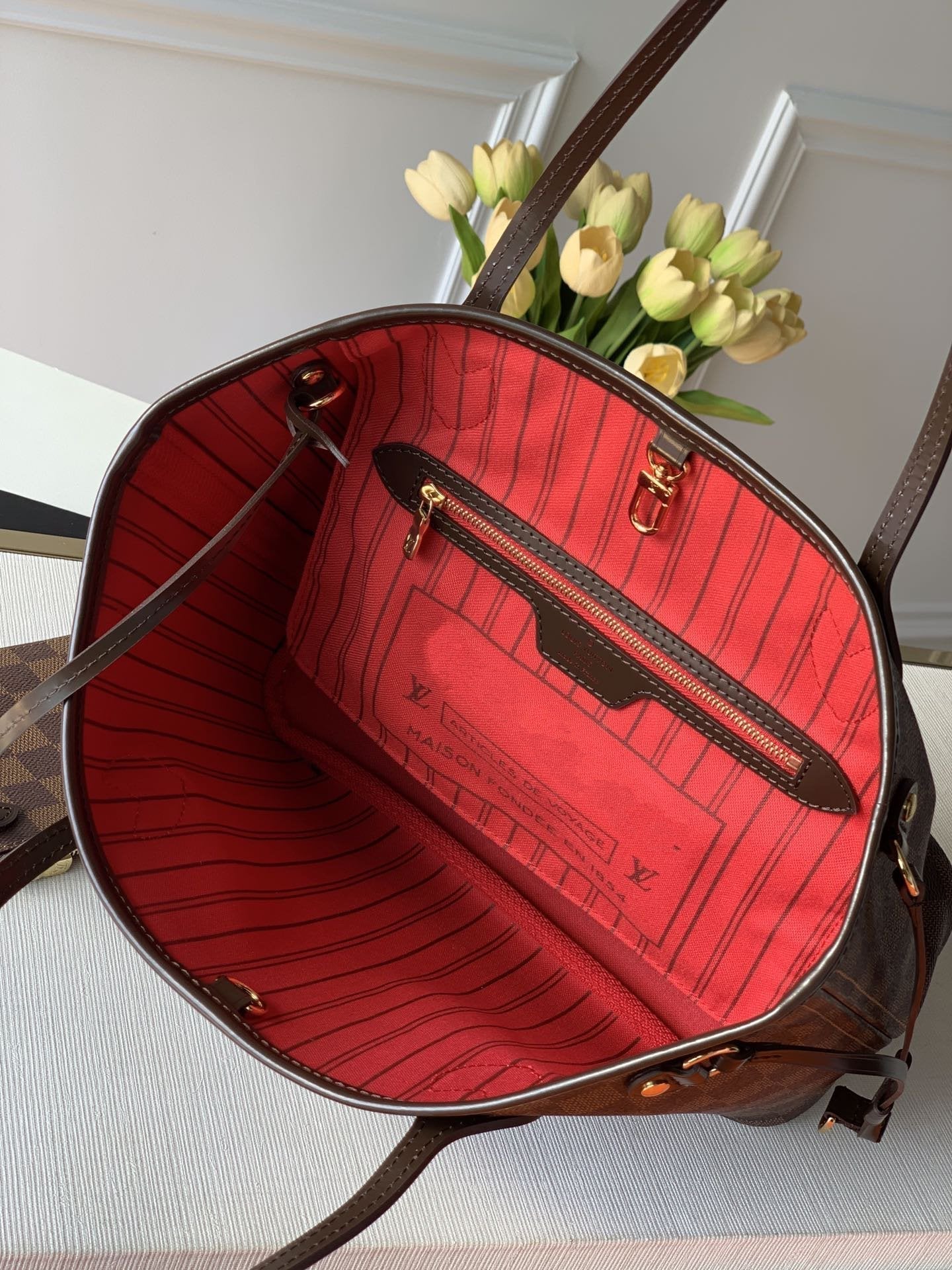 NEVER FULL MM WITH DUSTBAG DAMIER EBENE CANVAS 29CM