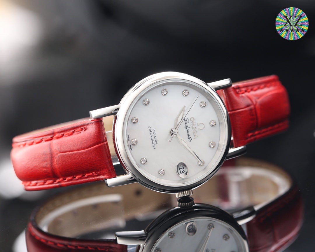 DE VILLE LADYMATIC 31MM MOP DIAL LEATHER STRAP