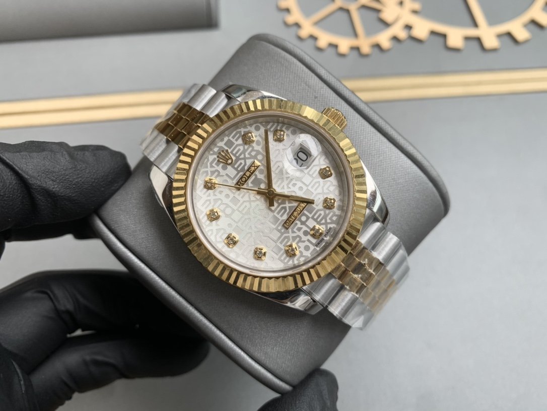 DATEJUST 41 TWO-TONE GREY DIAL DIAMOND NUMERALS
