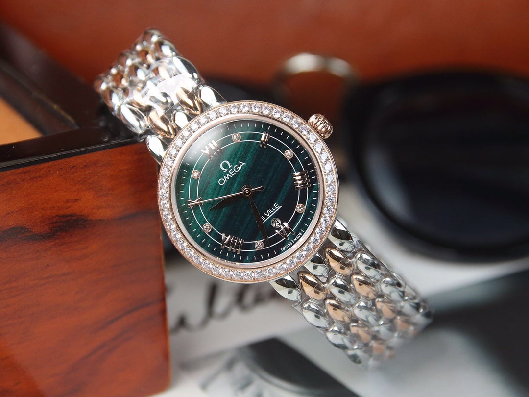 DEVILLE LADYMATIC 29MM TWO TONE BLUE DIAL DIAMOND BEZEL