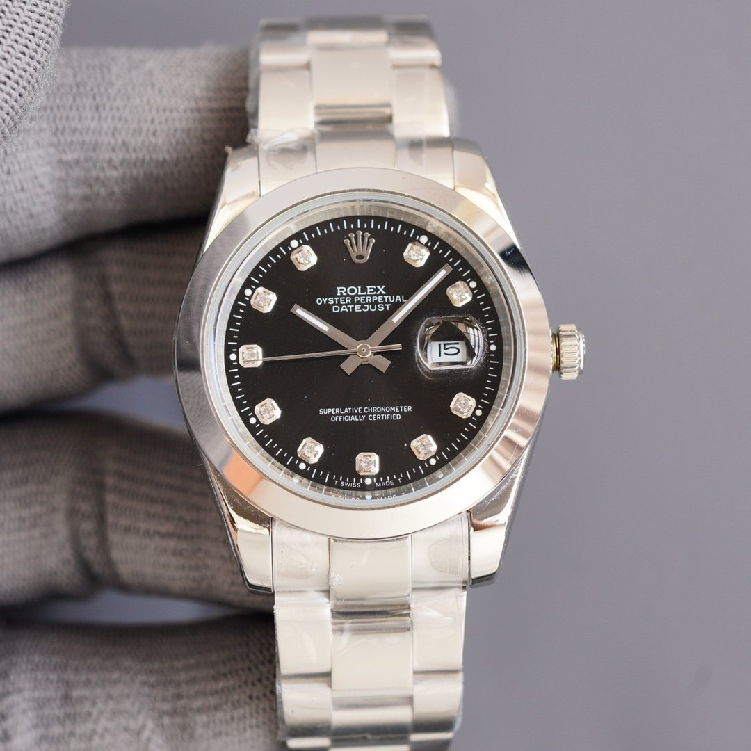 DATEJUST 41MM STEEL SMOOTH BEZEL DIAMOND NUMERALS
