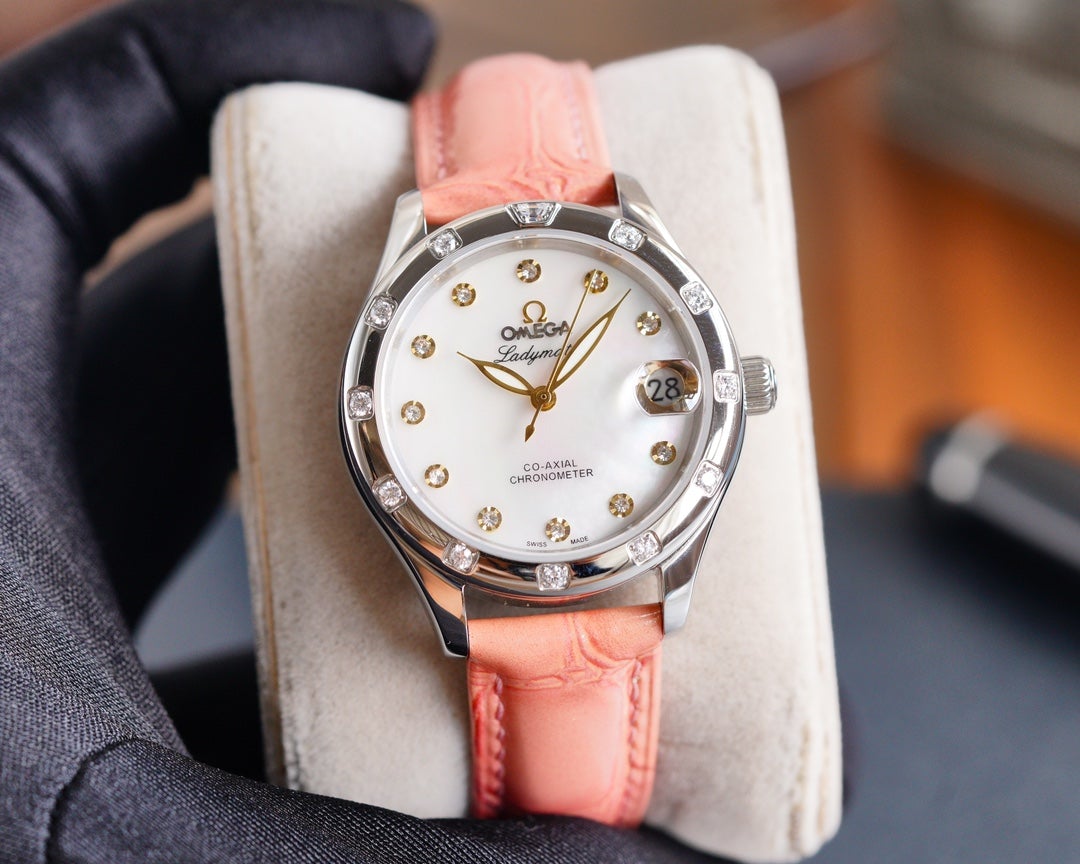 DE VILLE LADYMATIC 31MM MOP DIAL PINK LEATHER