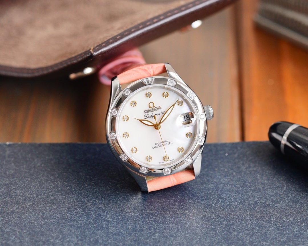 DE VILLE LADYMATIC 31MM MOP DIAL PINK LEATHER