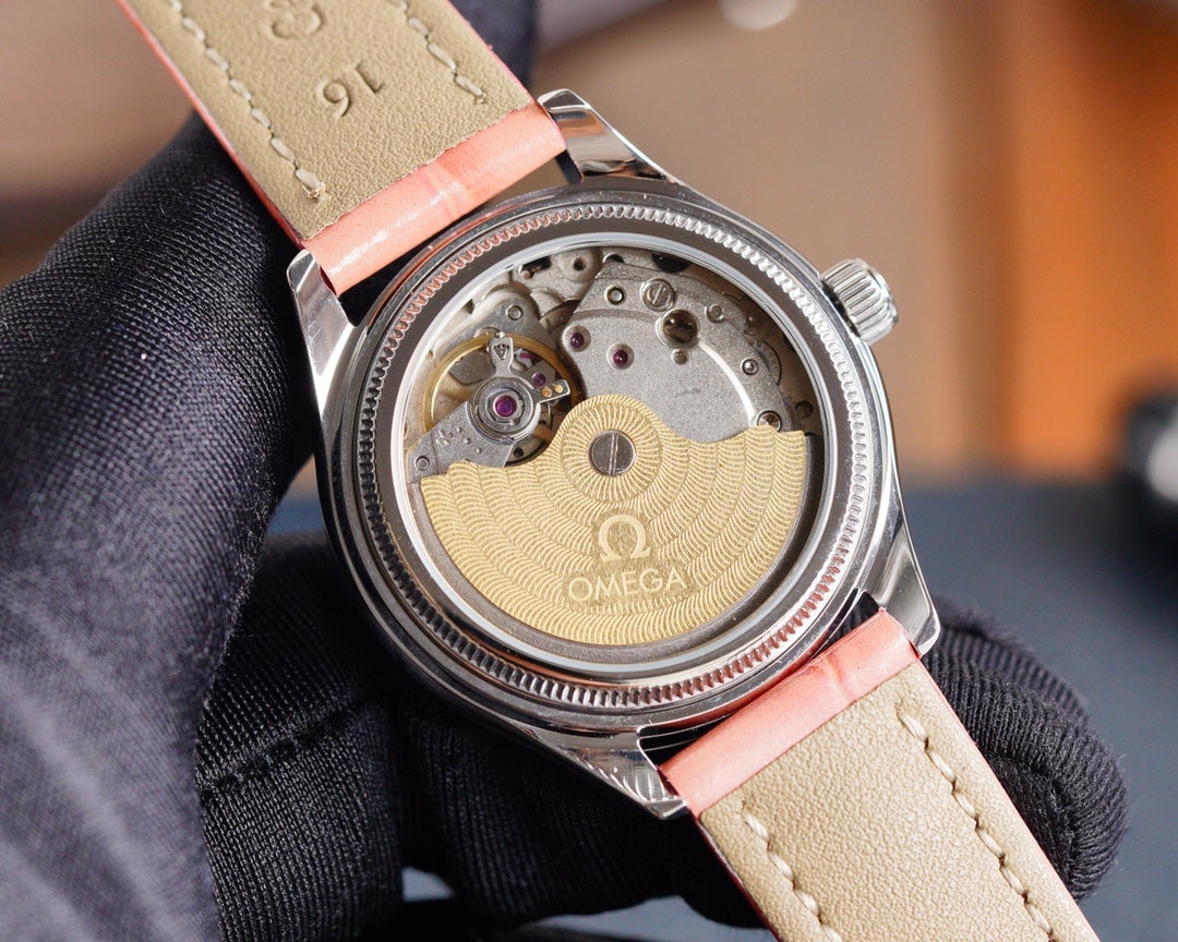 DE VILLE LADYMATIC 31MM MOP DIAL PINK LEATHER