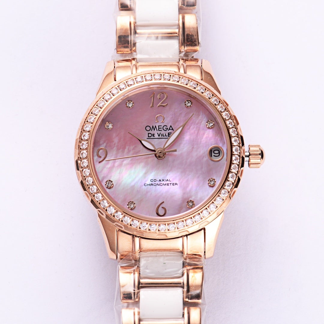 DEVILLE 33MM AUTOMATIC MOP DIAL DIAMOND BEZEL