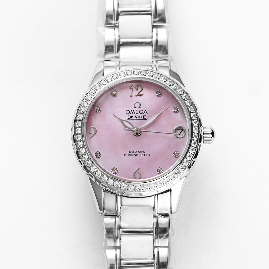 DEVILLE 33MM AUTOMATIC MOP DIAL DIAMOND BEZEL