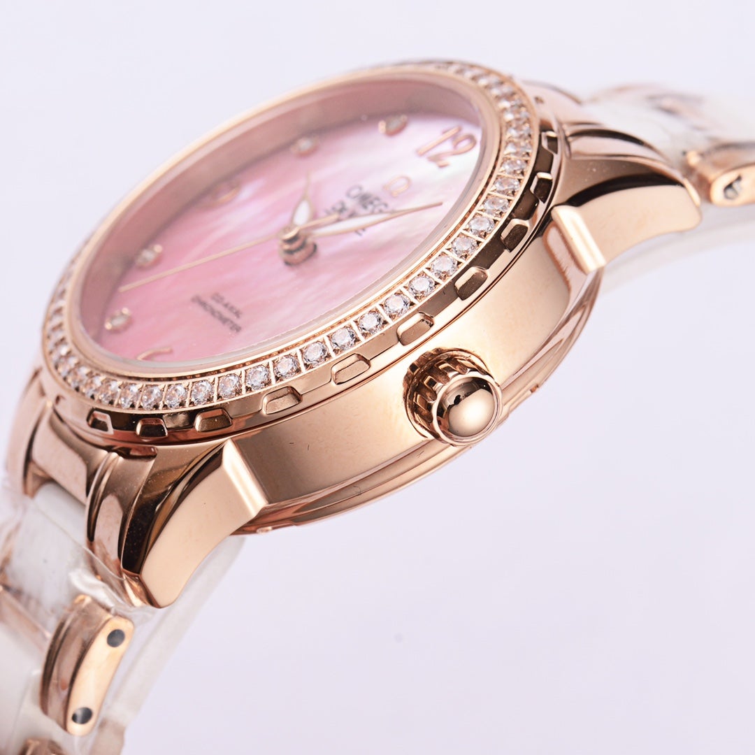 DEVILLE 33MM AUTOMATIC MOP DIAL DIAMOND BEZEL