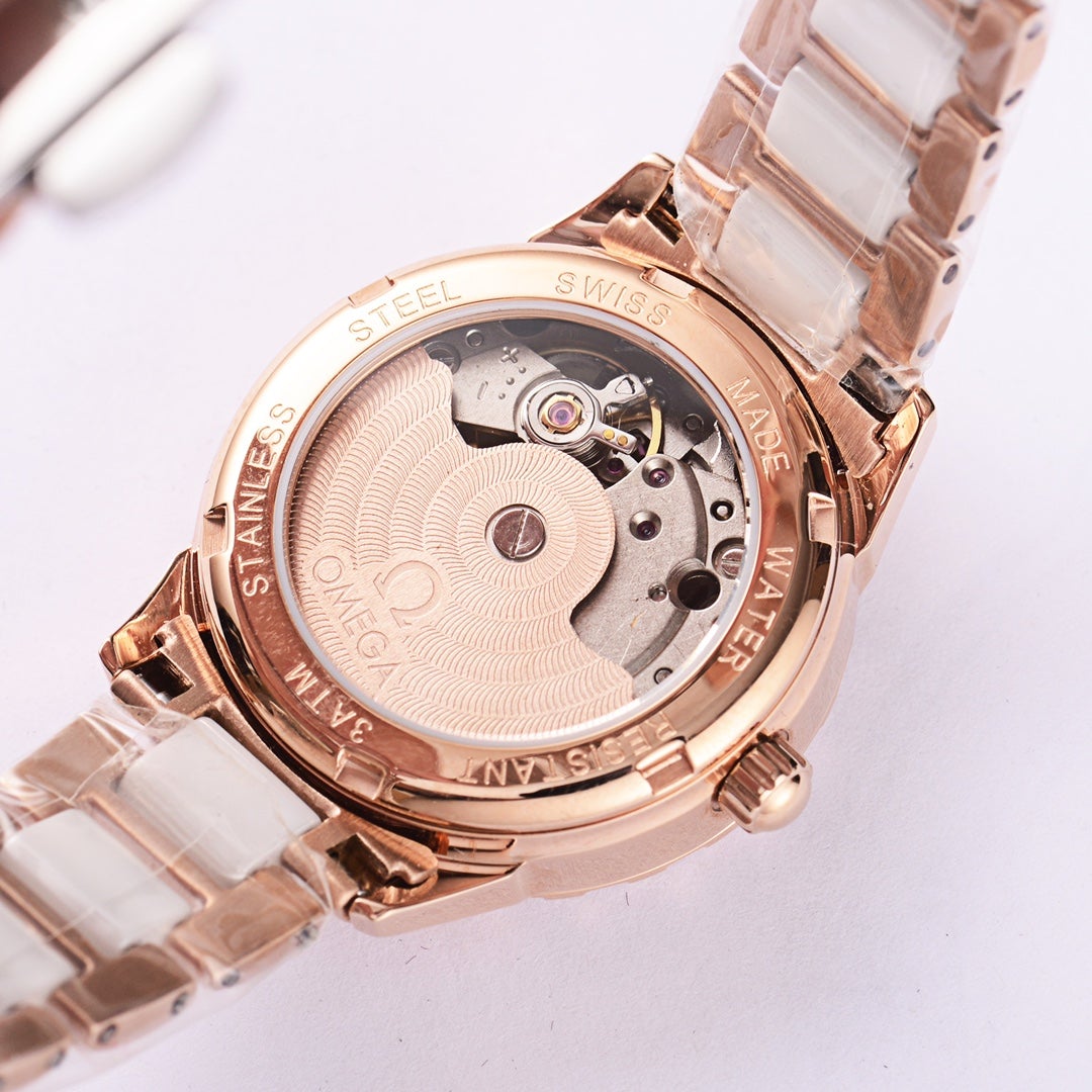 DEVILLE 33MM AUTOMATIC MOP DIAL DIAMOND BEZEL