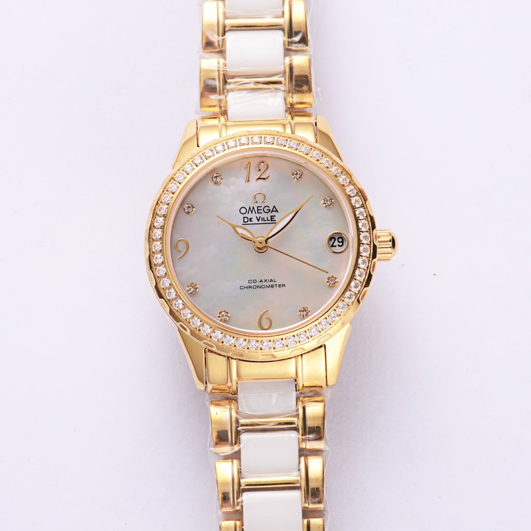DEVILLE 33MM AUTOMATIC MOP DIAL DIAMOND BEZEL