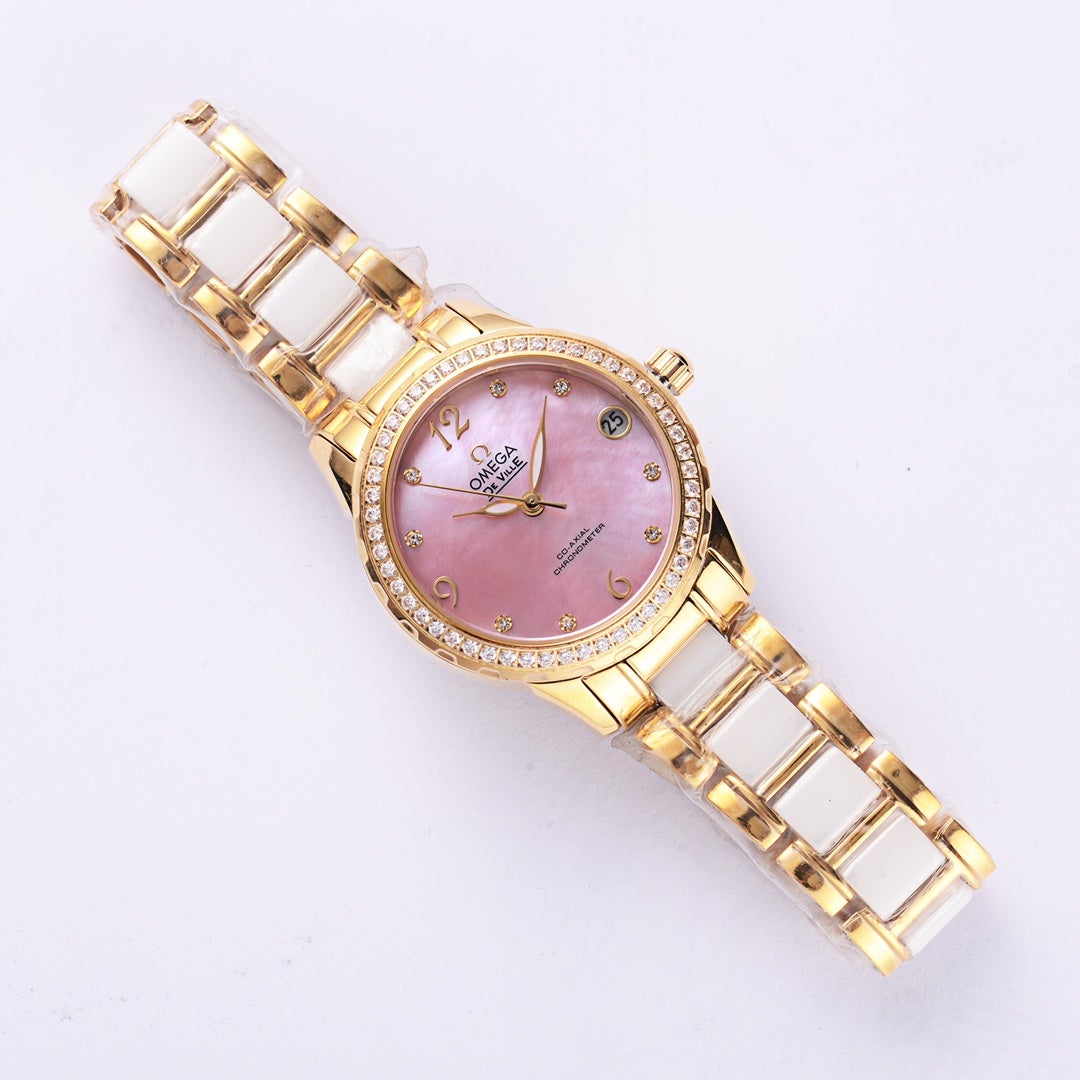 DEVILLE 33MM AUTOMATIC MOP DIAL DIAMOND BEZEL