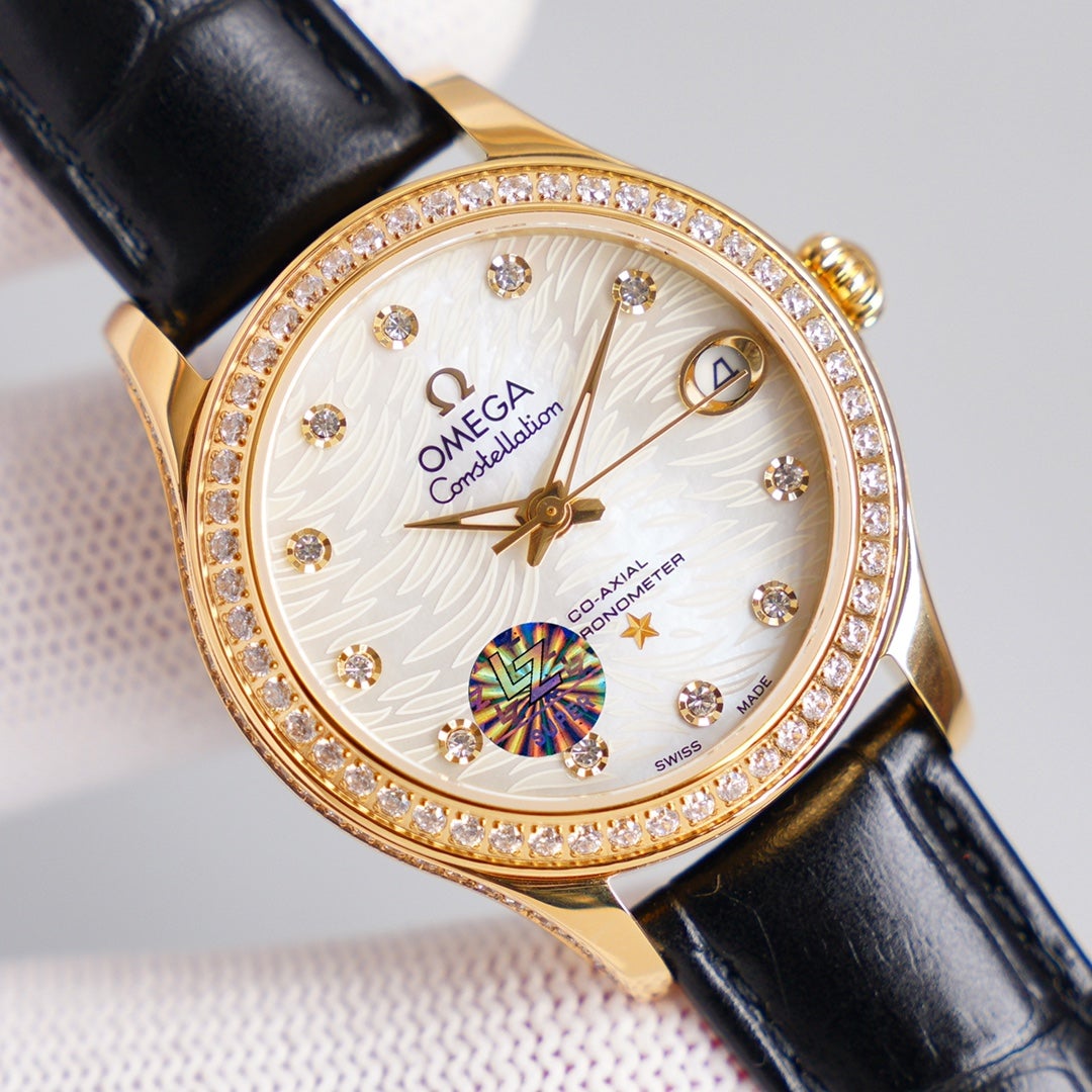 CONSTELLATION 33MM AUTOMATIC GOLD DIAMOND BEZEL