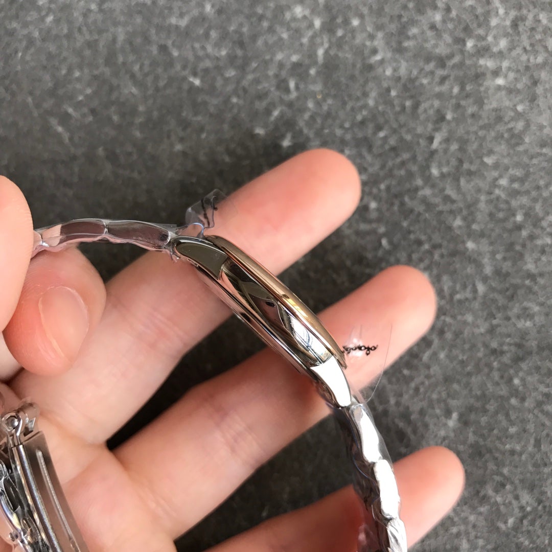 DEVILLE PRESTIGE 27MM QUARTZ ROSE GOLD STEEL MOP DIAL