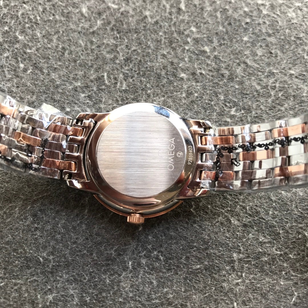 DEVILLE PRESTIGE 27MM QUARTZ ROSE GOLD STEEL MOP DIAL