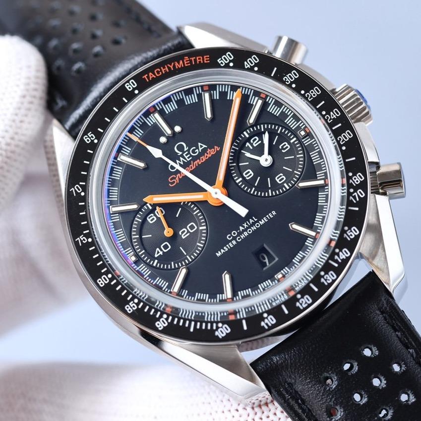 SPEEDMASTER RACING 44 CERAMIC BLACK DIAL LEATHER