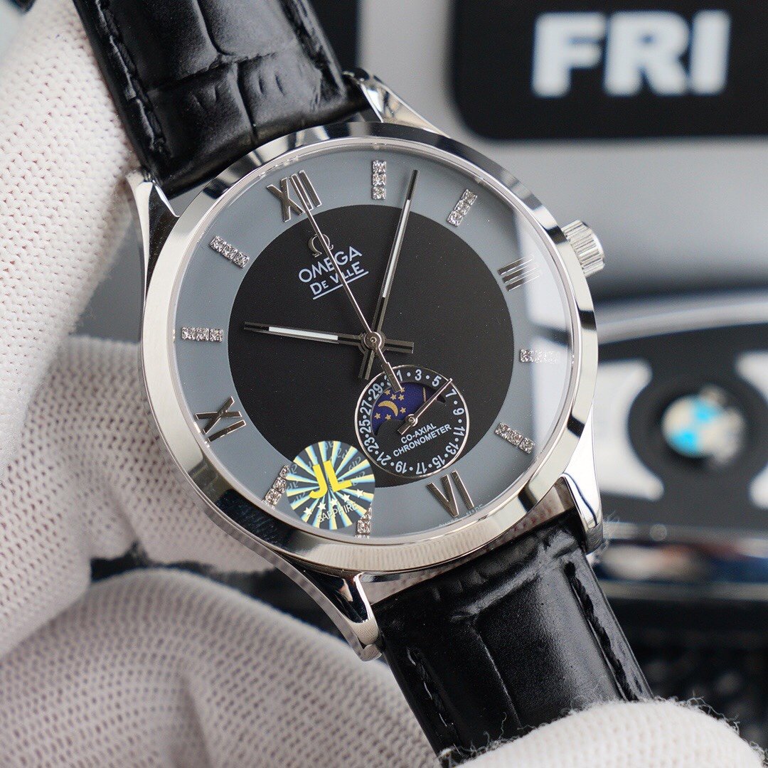 DEVILLE CHRONOMETER 40MM MOONPHASE GREY BLACK DIAL