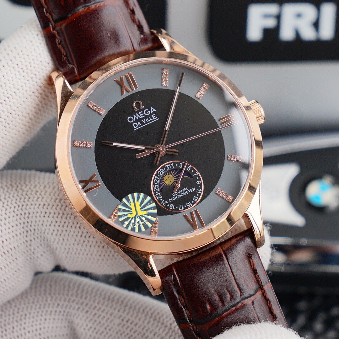 DEVILLE CHRONOMETER 40MM MOONPHASE GREY BLACK DIAL