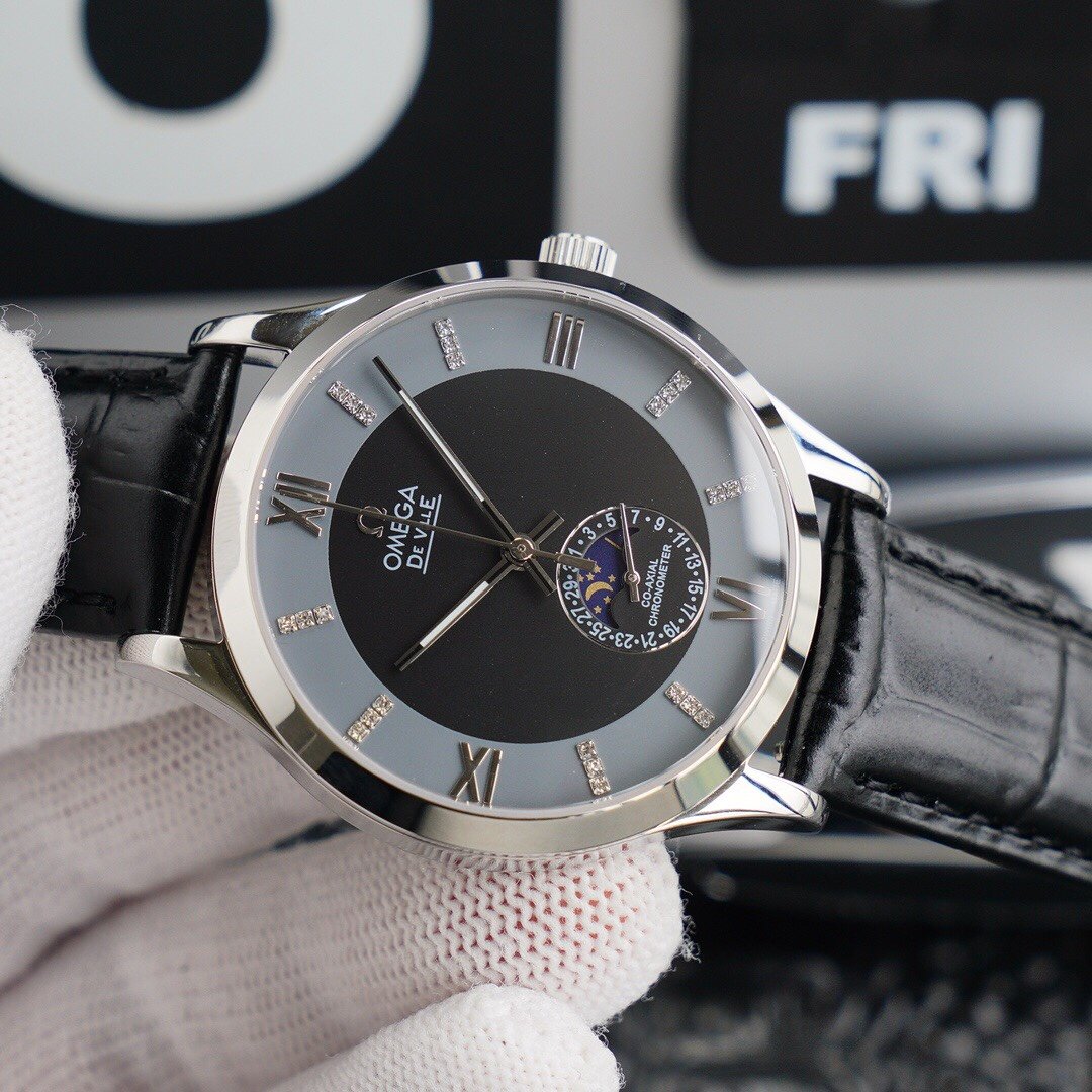 DEVILLE CHRONOMETER 40MM MOONPHASE GREY BLACK DIAL