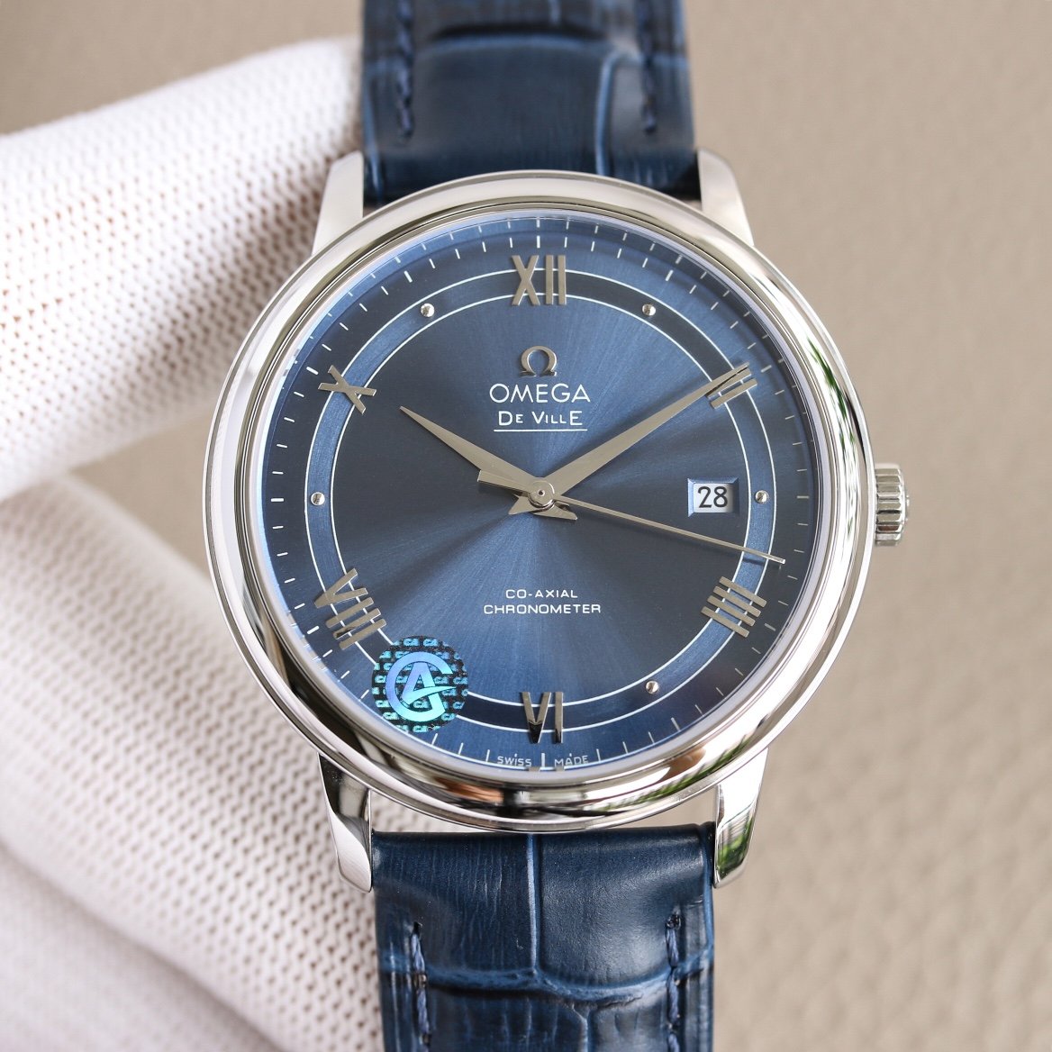 DE VILLE PRESTIGE 39.5 SILVER BLUE DIAL