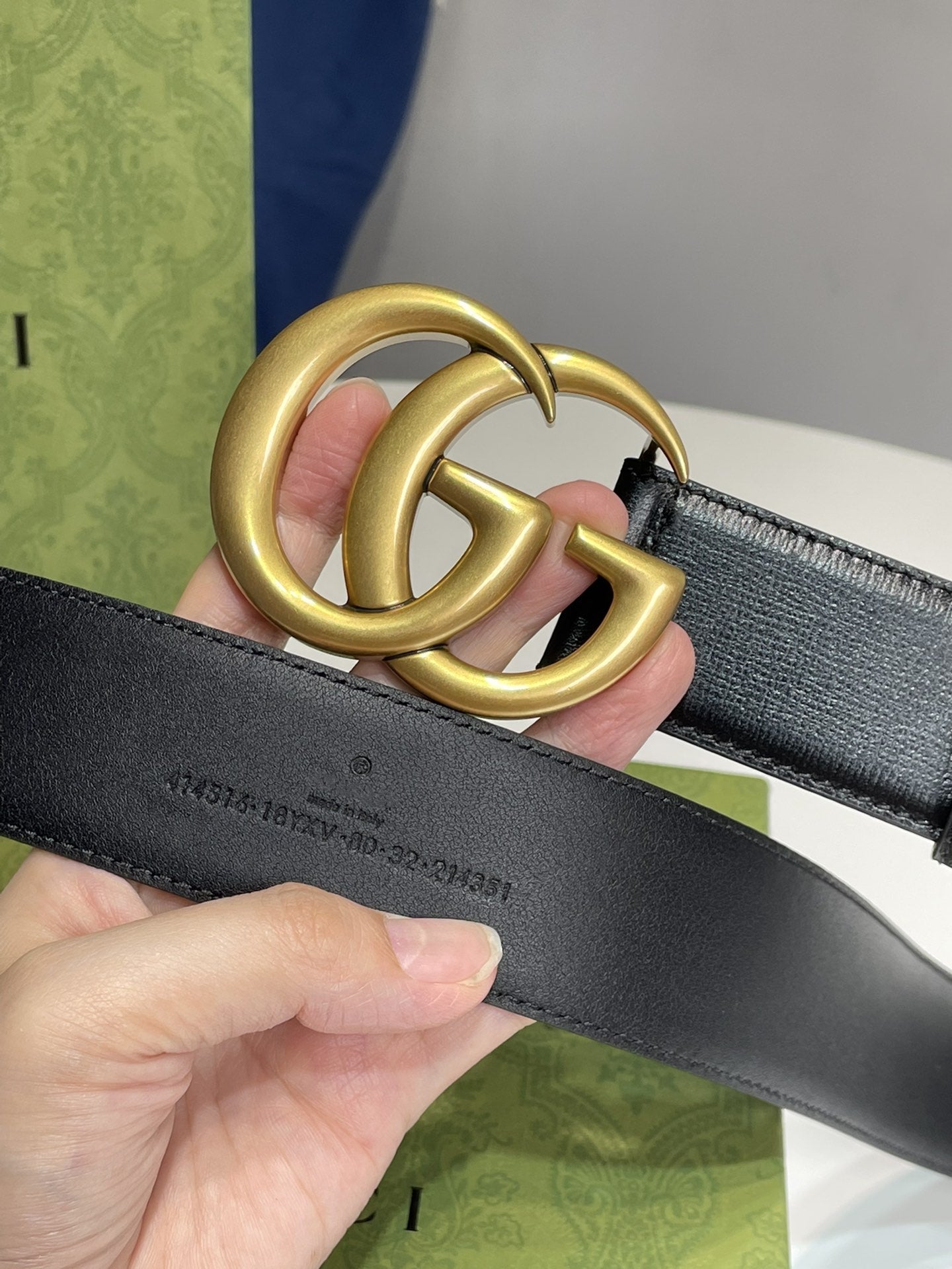 DOUBLE G MARMONT GOLD BUCKLE 40MM BLACK LEATHER