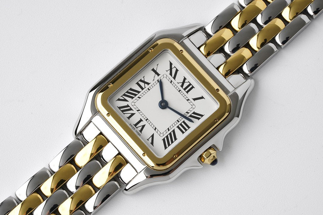 PANTHERE 27MM GOLD SILVER CASE WHITE DIAL