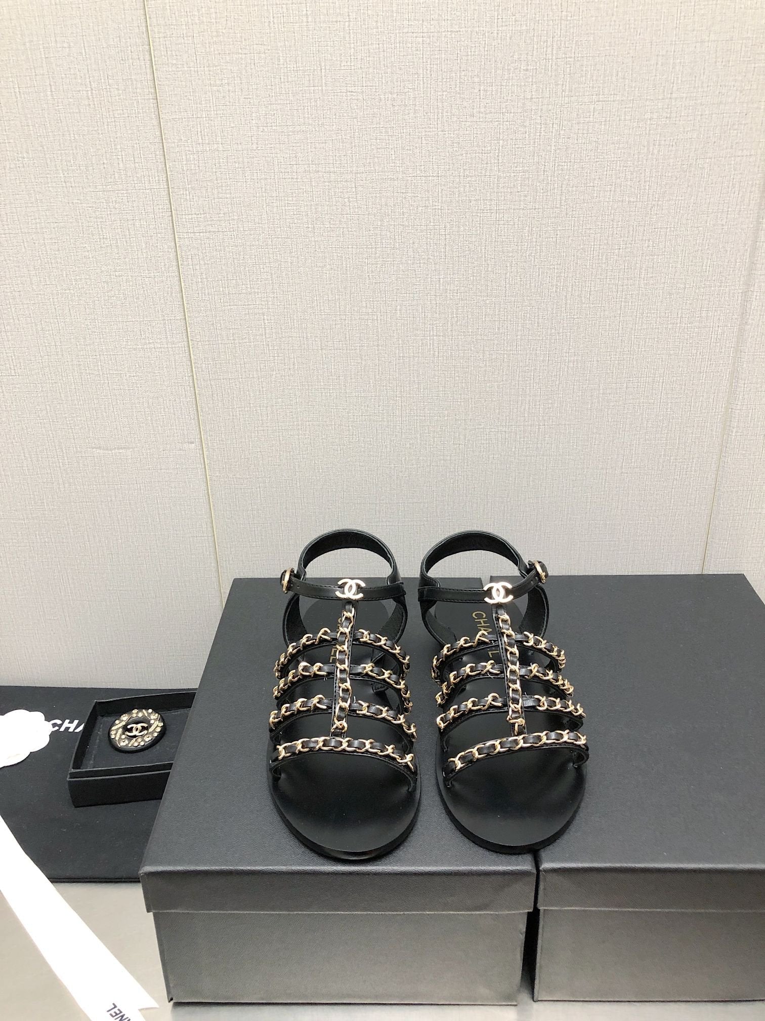 sandals black lambskin