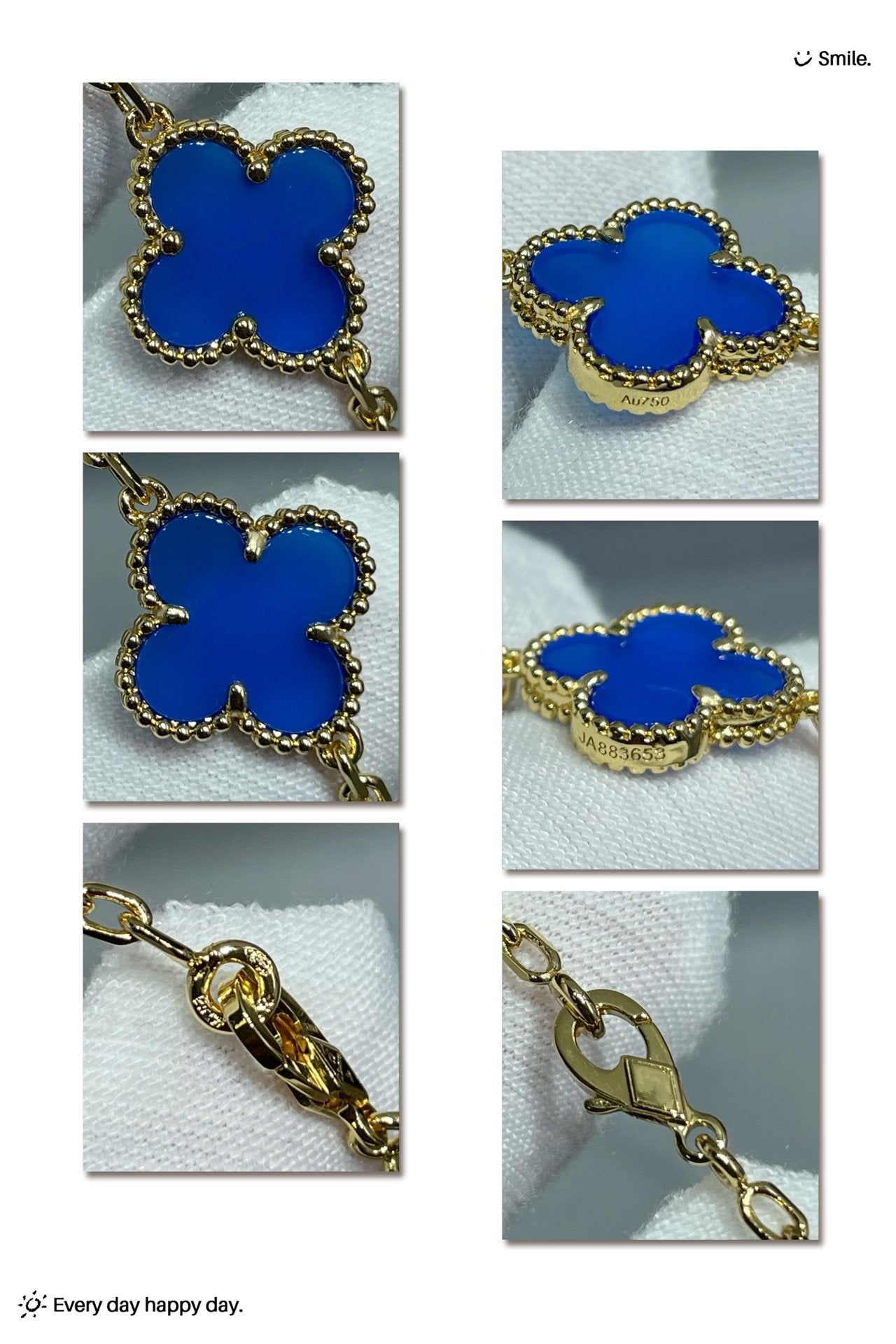 CLOVER 20 MOTIF AGATE 86CM NECKLACE