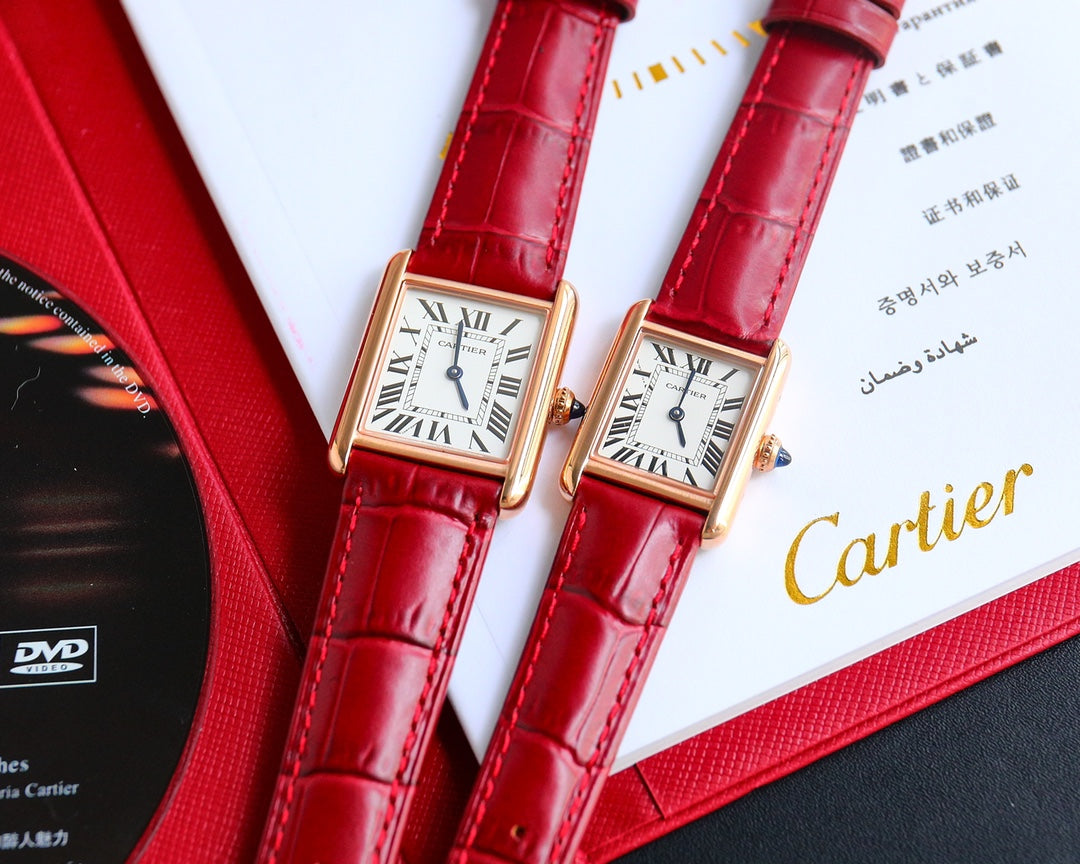 TANK MUST SMALL PINK GOLD LEATHER STRAP WHITE DIAL