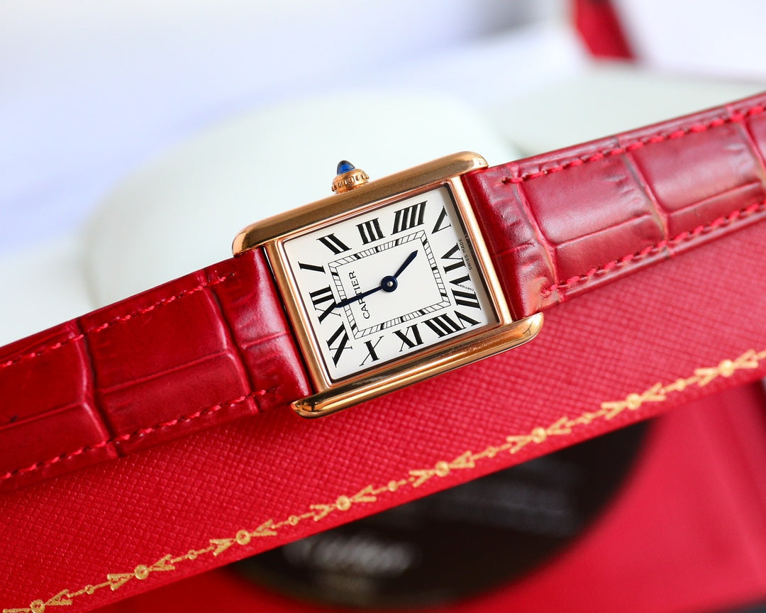 TANK MUST SMALL PINK GOLD LEATHER STRAP WHITE DIAL