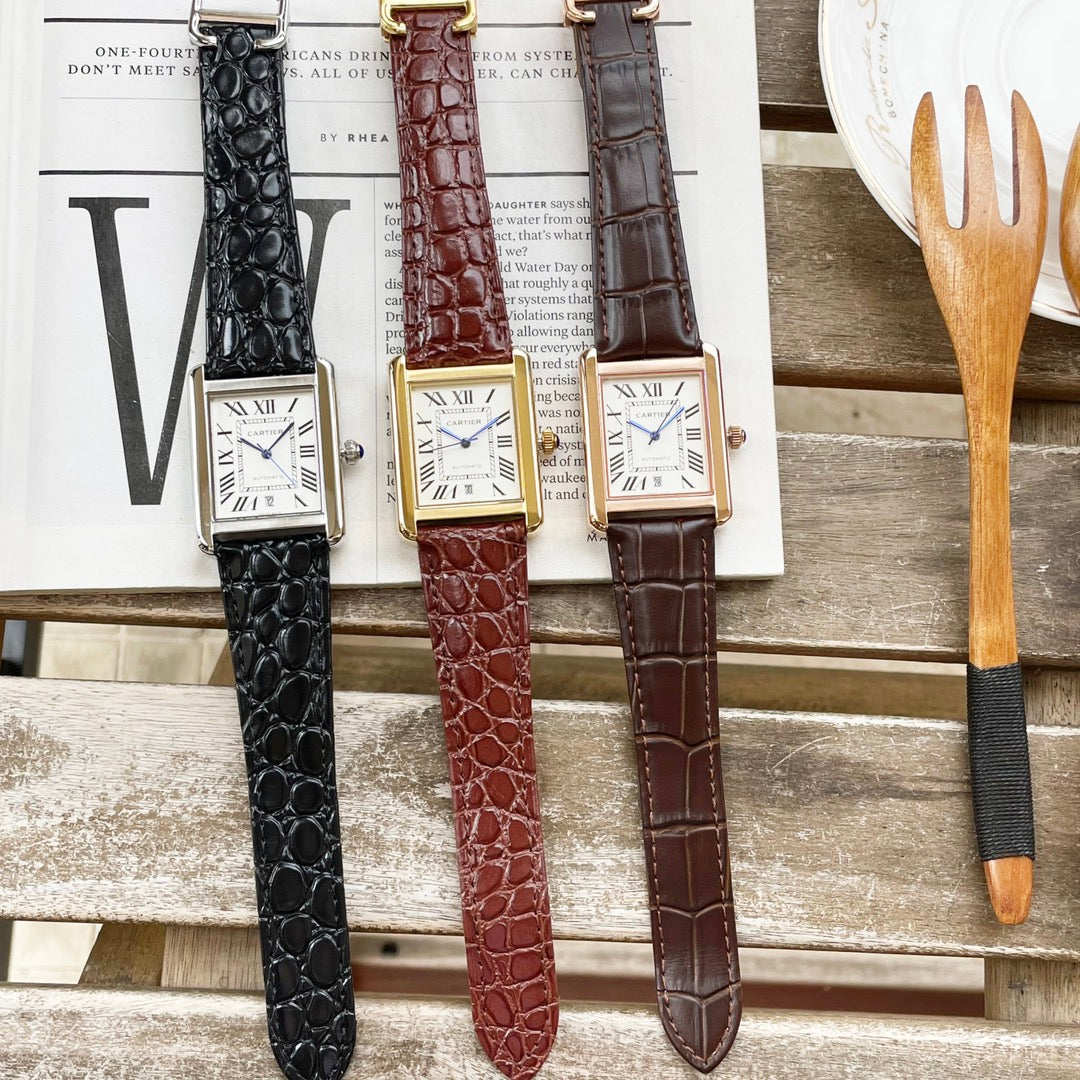 TANK MUST 31 LARGE SIZE STEEL CASE CROCODILE LEATHER