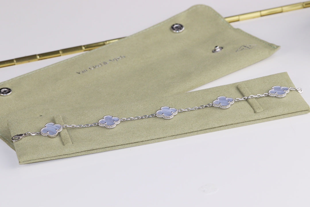VCA Clover Blue Mop 5 Motifs Sliver Bracelet