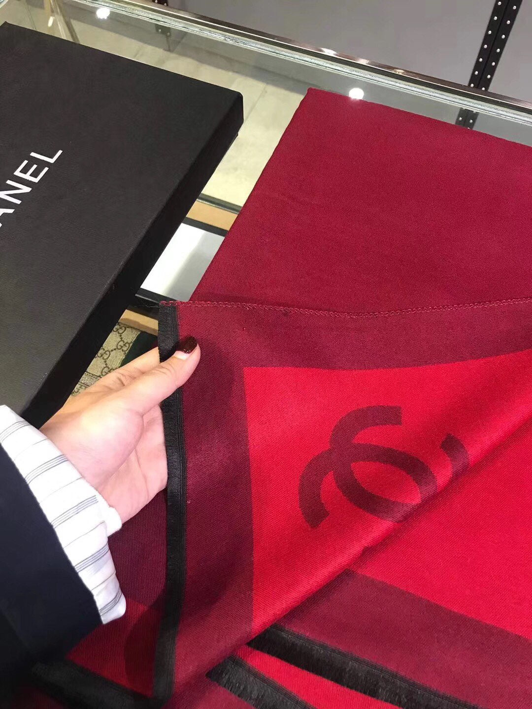 CC Scarf 180 CM In Dark Red Mix Bright Red Cashmere 360522
