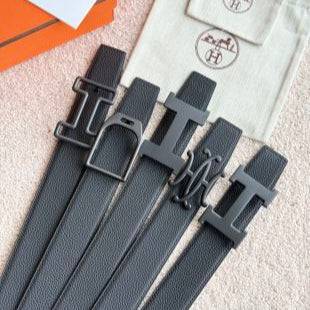 HM Buckle Belt Black Calfskin 187504