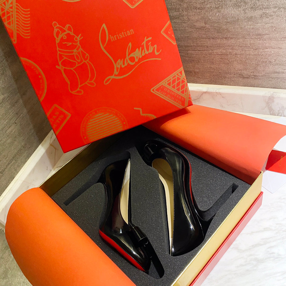 CL Simplenodo Bow Pumps 85mm Patent Leather Black