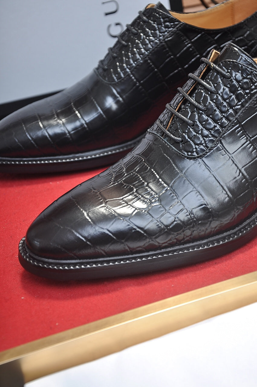 GG Men's Loafer Black Embossed Cowhide 140491