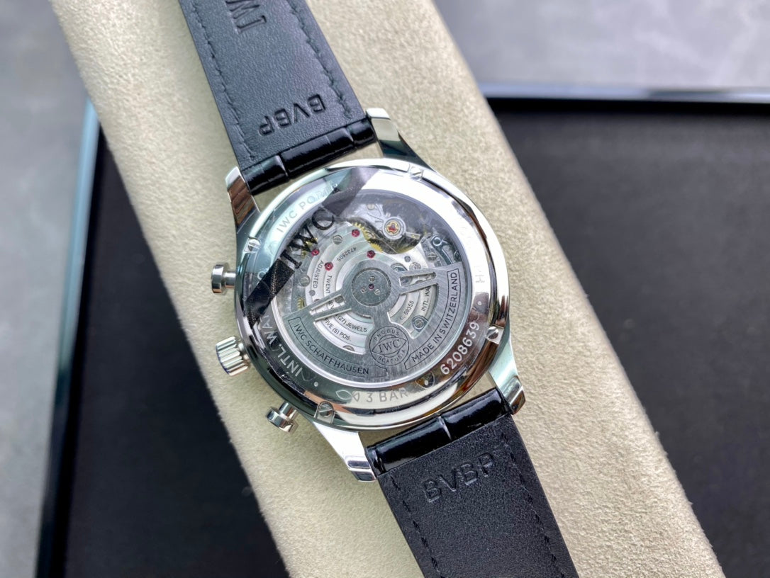 IWC Portuguese 40mm Blue Dial Steel Case Black Crocodile Leather