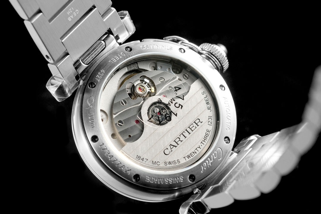 pasha 35mm automatic steel white dial diamond bezel