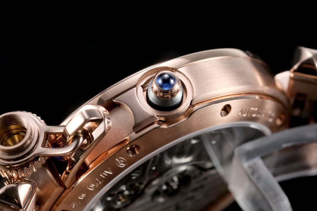 pasha 35mm automatic pink gold white dial diamond bezel