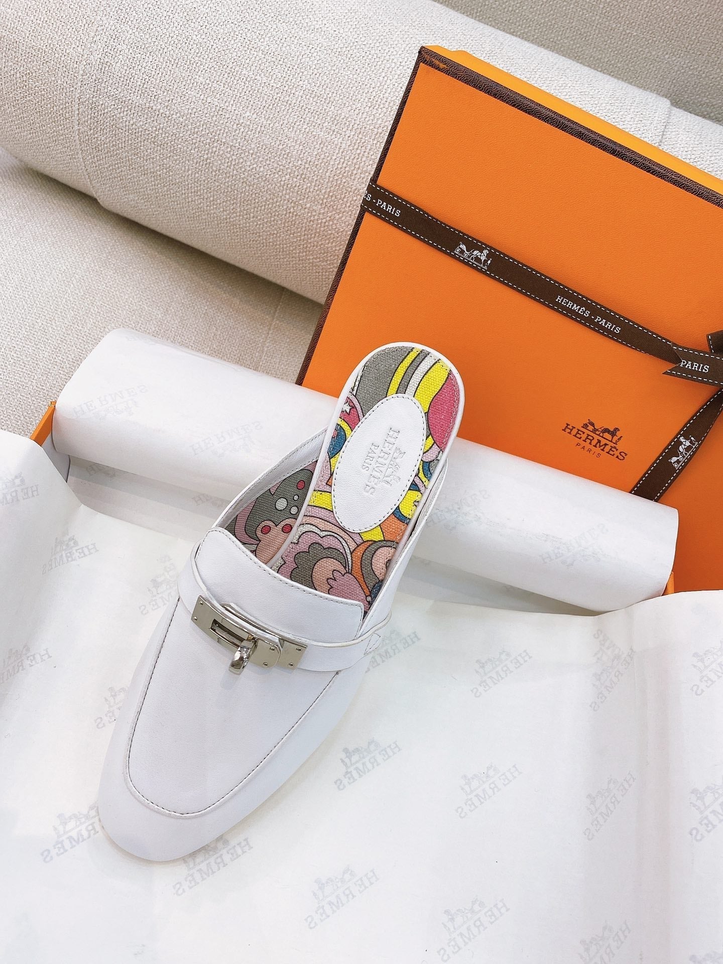 HM Oz Mule White Cowhide 348089