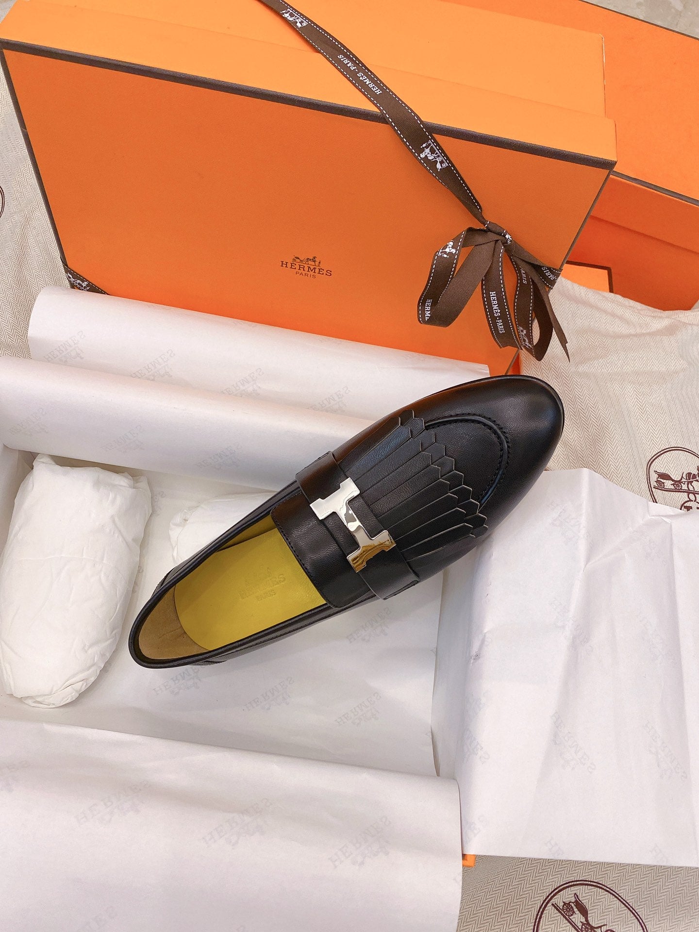 HM Mocassins Royal Loafers Black Goat Leather 348021