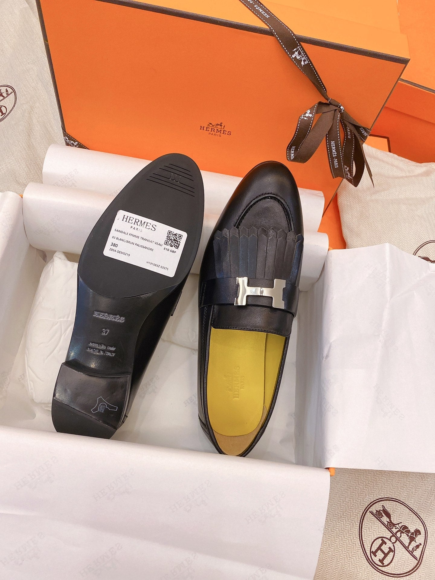 HM Mocassins Royal Loafers Black Goat Leather 348021