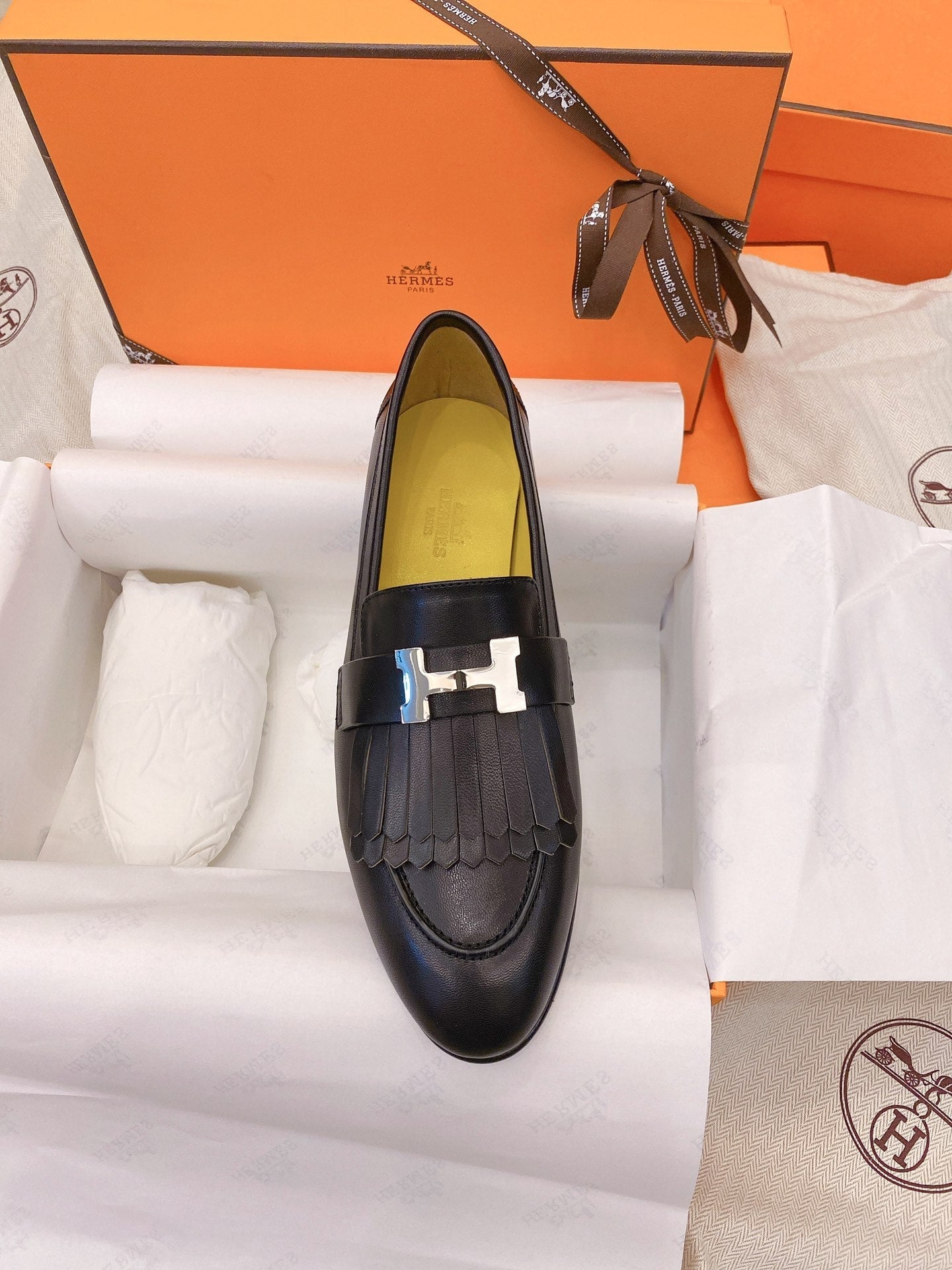 HM Mocassins Royal Loafers Black Goat Leather 348021