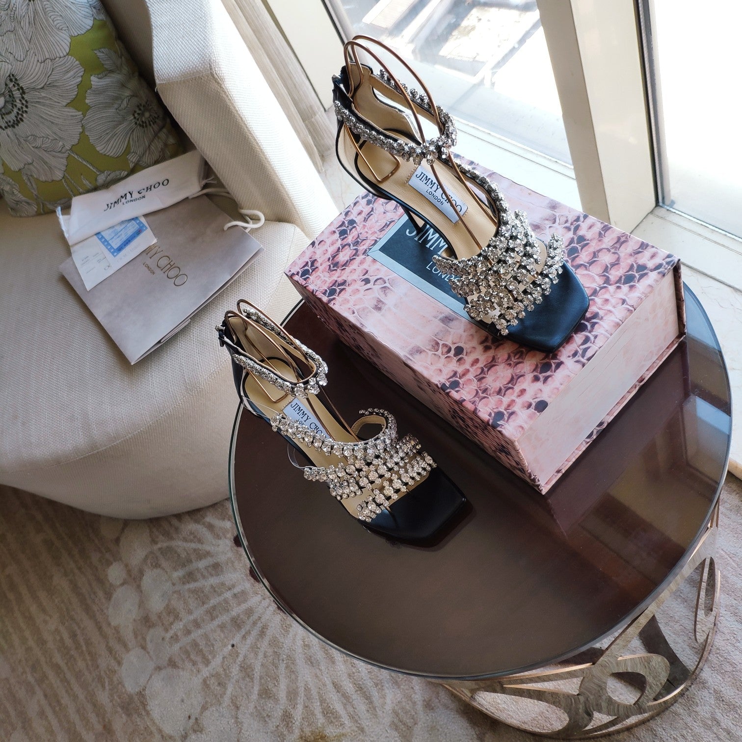 Jimmy 25 Josefine 100mm Sandals Black Calfskin 240072