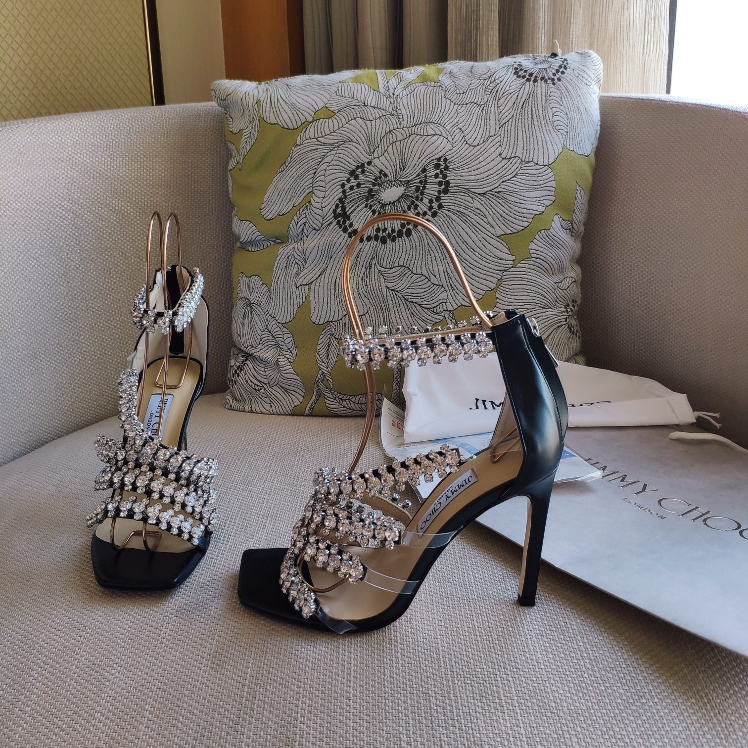 Jimmy 25 Josefine 100mm Sandals Black Calfskin 240072