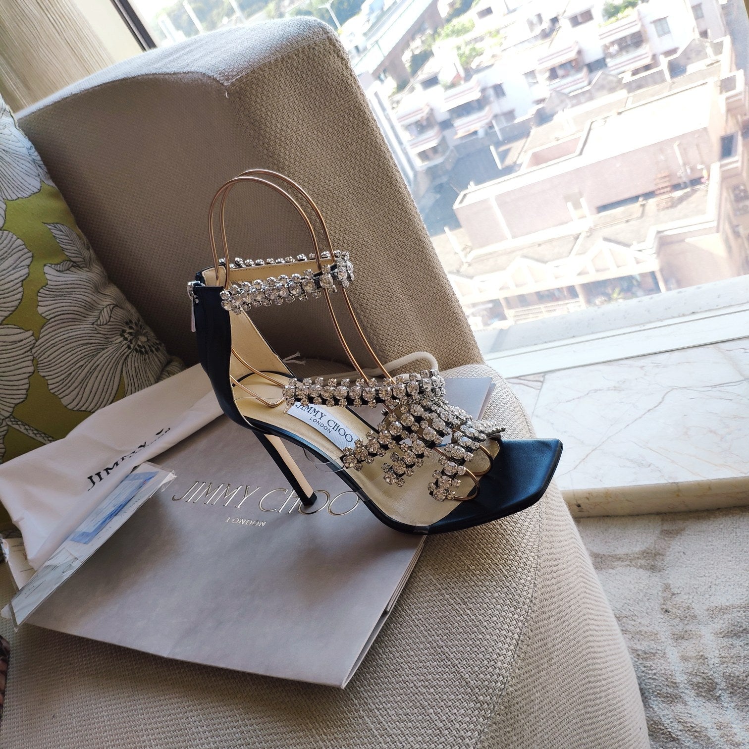 Jimmy 25 Josefine 100mm Sandals Black Calfskin 240072