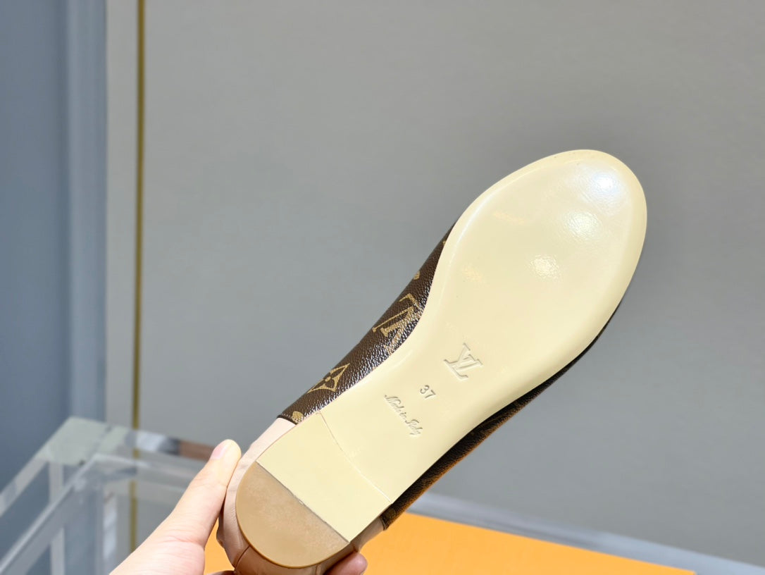 LV Joy Ballerina Dark Brown Mix Beige Monogram Calfskin