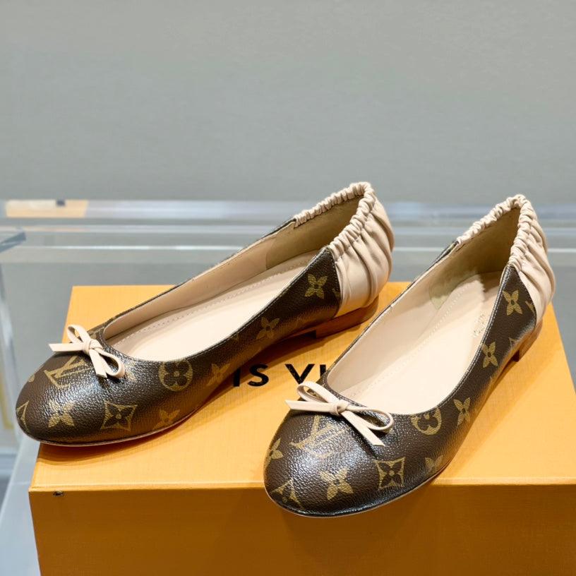 LV Joy Ballerina Dark Brown Mix Beige Monogram Calfskin