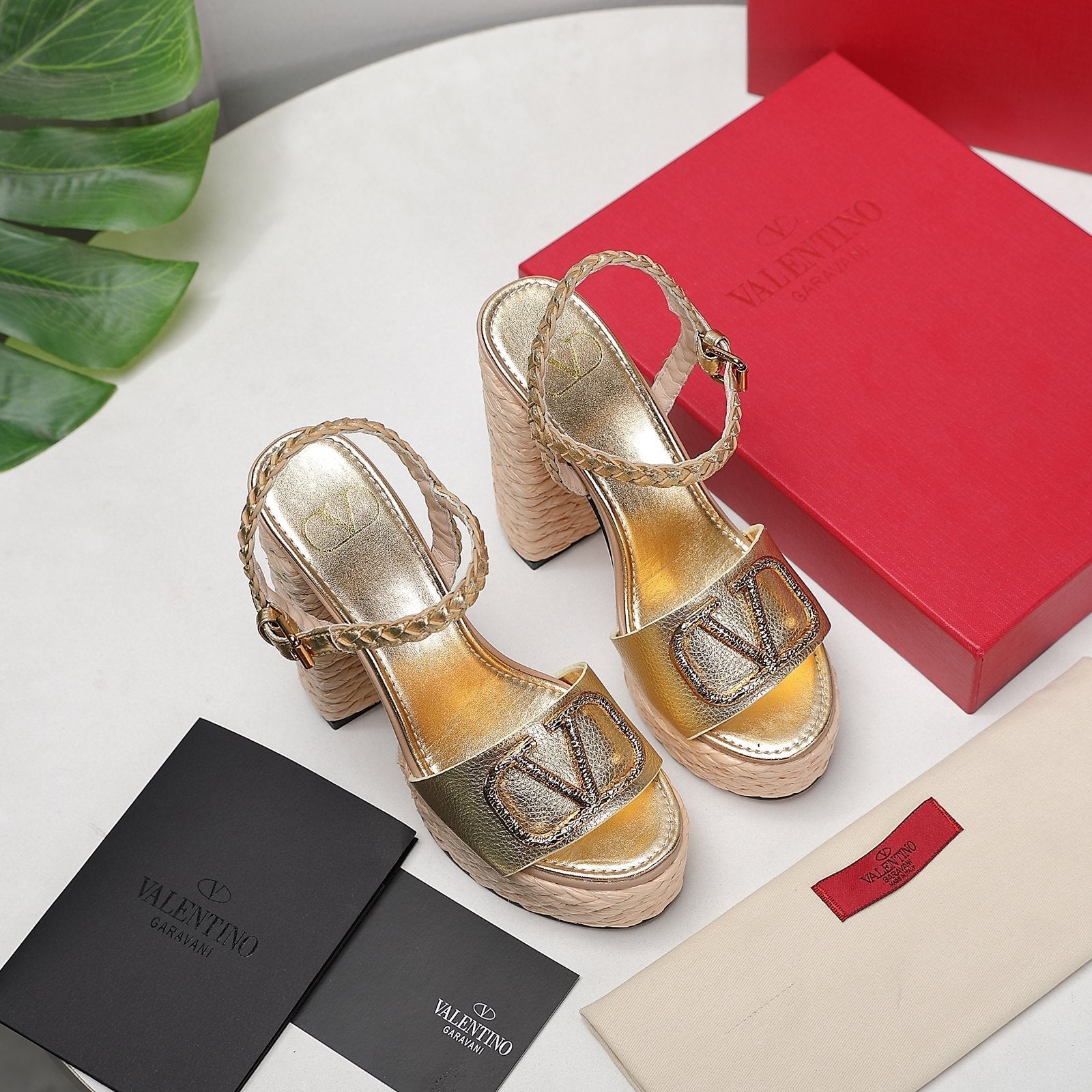 VT 25 Platform Sandals Gold Cowhide Espadrilles