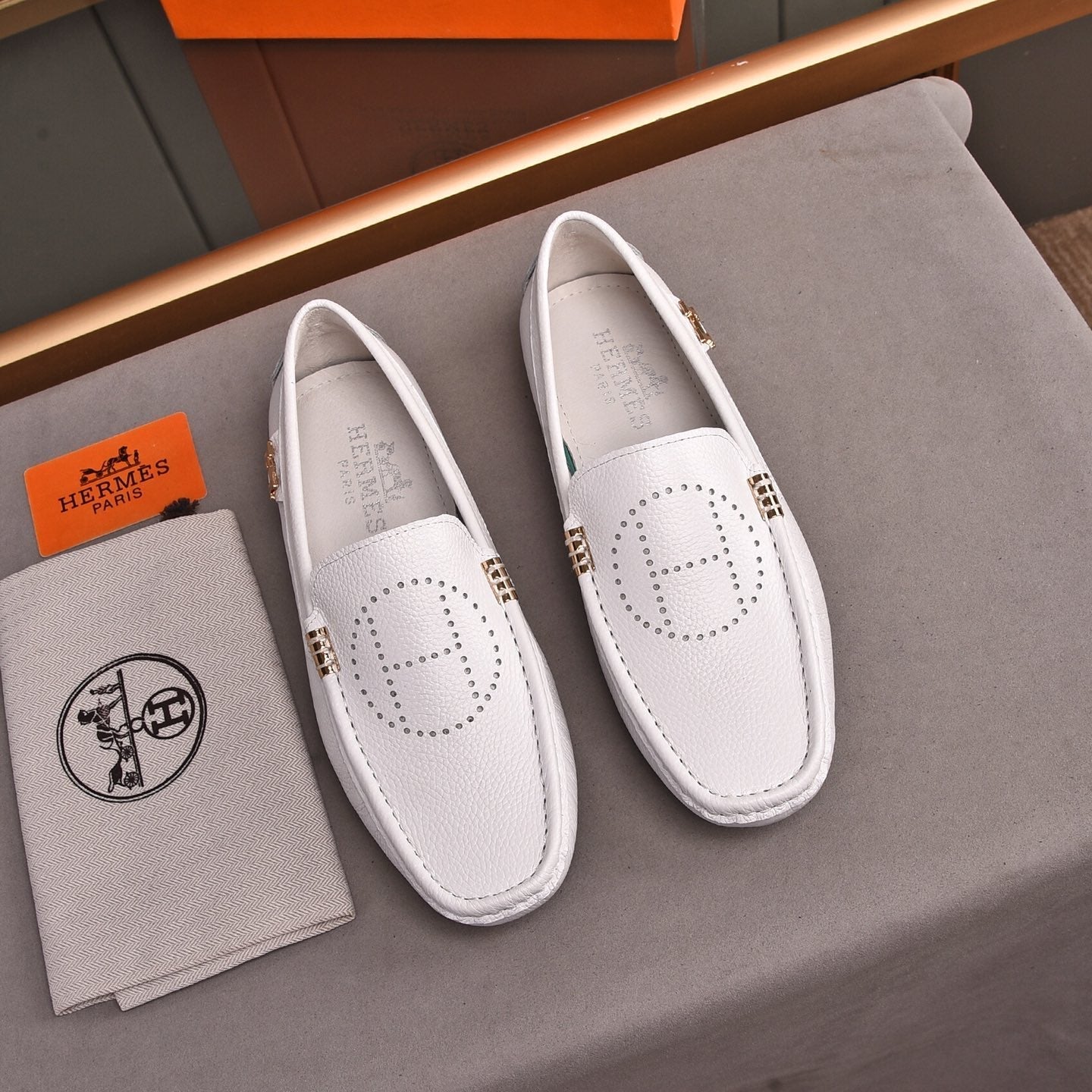 HM Men's Loafer White Cowhide 509529