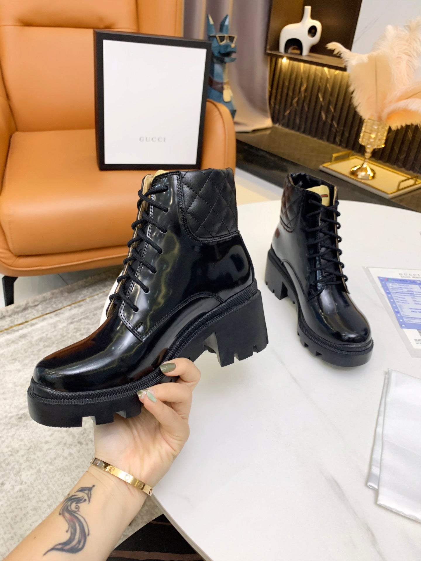 GG ankle boots black patent leather 397791