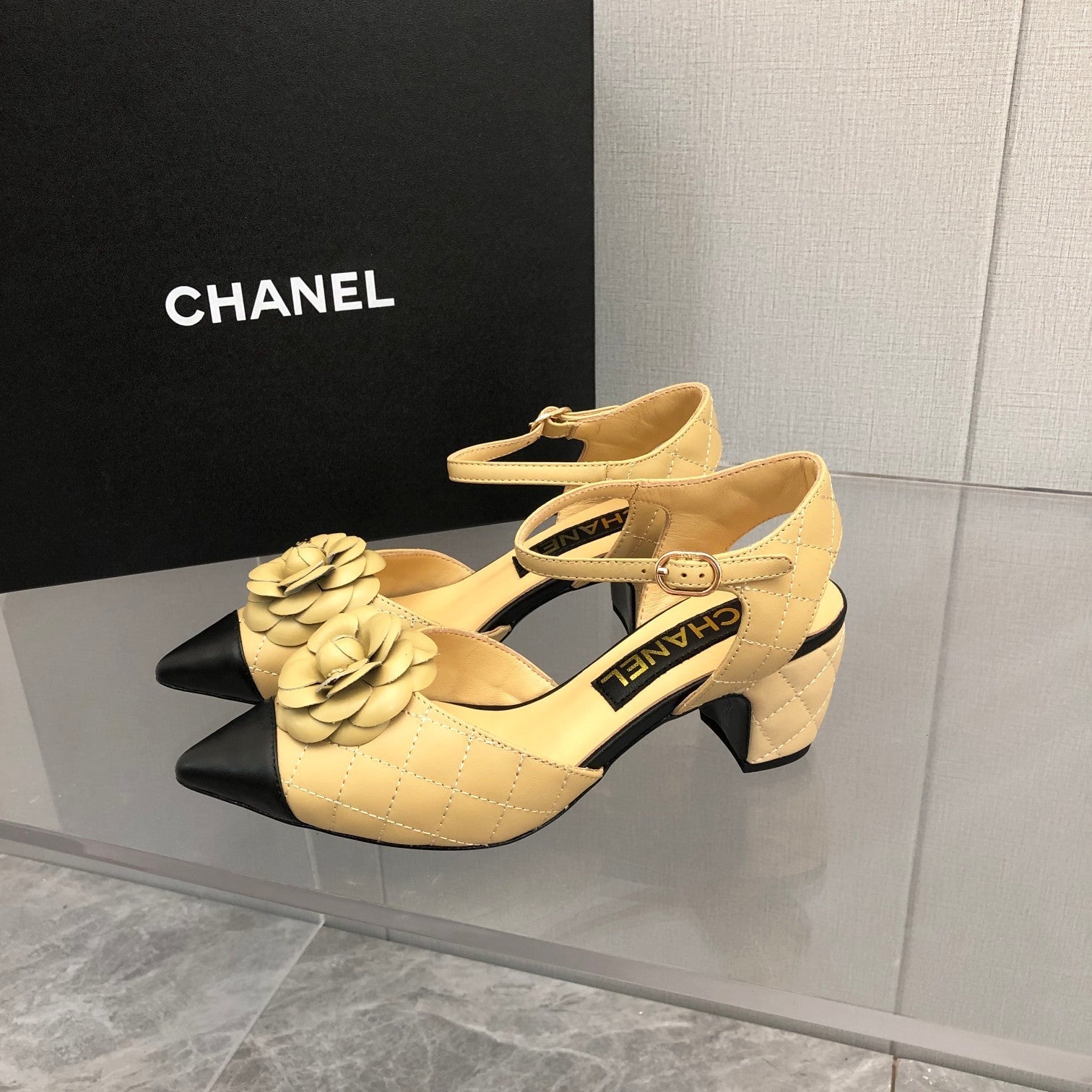 CC 25C 5CM Slingback Flats Buff Yellow Leather 213243